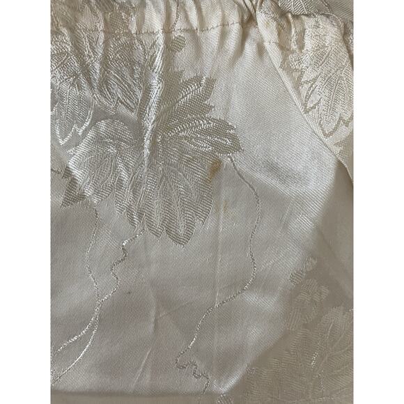 Vtg 50s Chinese Satin Embroidered Lounge Set Jacket & Pants Floral Frog Button - Picture 15 of 16